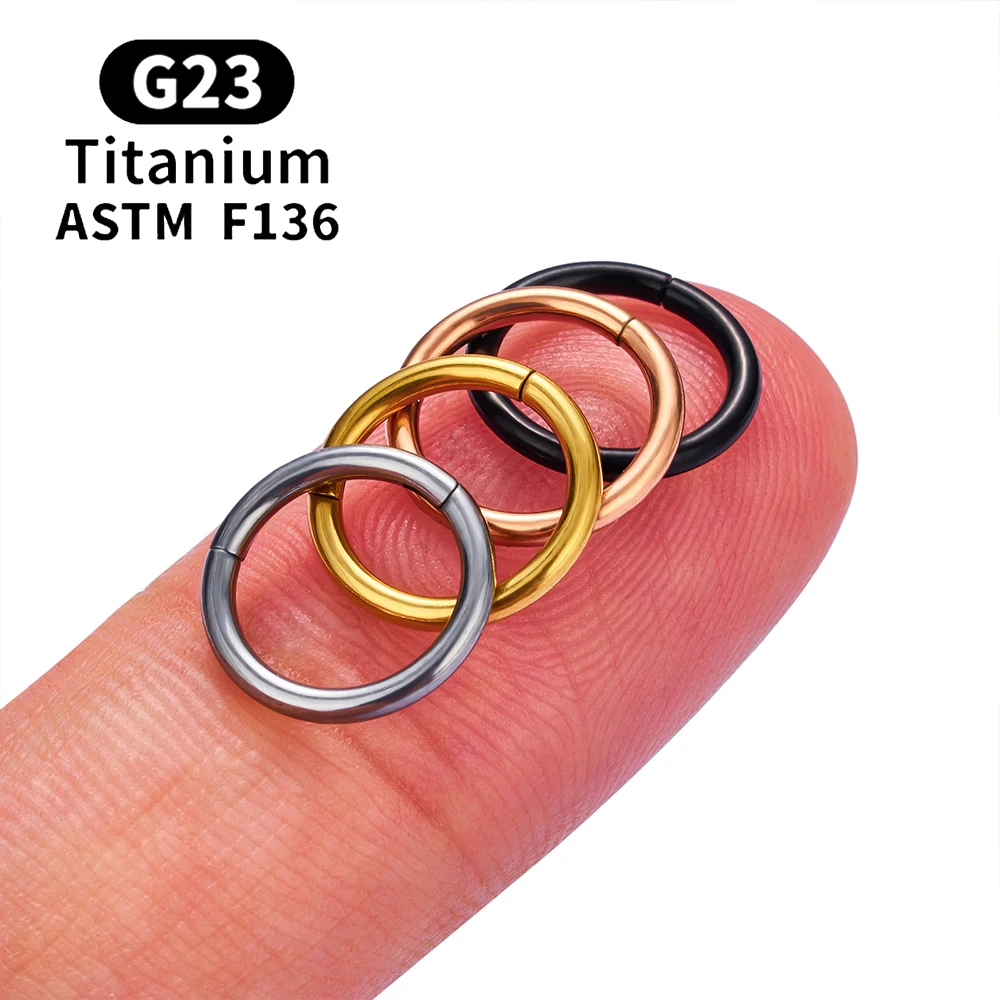 G23 티타늄 Septum 피어싱 라운드 코 링 고리 16/18/20G 힌지 세그먼트 귀 Tragus 연골 헬릭스 귀걸이 바디 쥬얼리