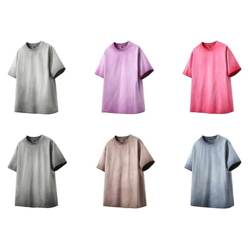 디스트레스드 워시 티셔츠 빈티지 스트리트 2025 펑크 티셔츠 캐주얼 남성 여성 반팔 힙합 루즈 티셔츠