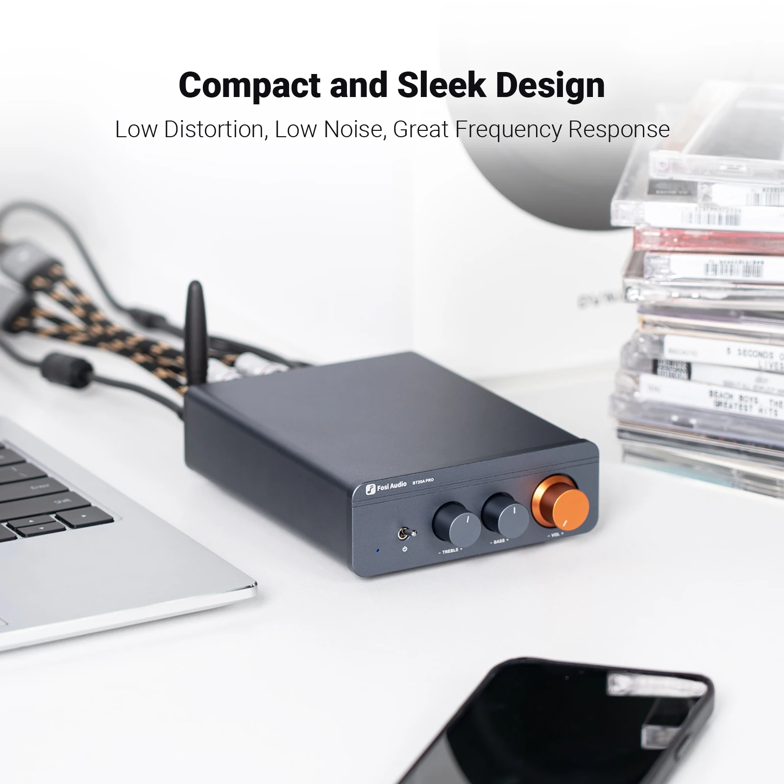 Fosi Audio BT20A Pro TPA3255 Bluetooth 사운드 전력 증폭기 300W x2 홈 시어터 용 미니 HiFi 스테레오 클래스 D 앰프베이스 트레블