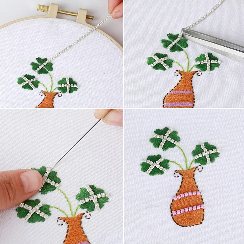 PEESOM SS6-SS12 10 야드 DIY 용 라인 석 밴딩에 유리 크리스탈 컵 체인 Gule에 다채로운 라인 석 조밀 한 체인 트림 바느질