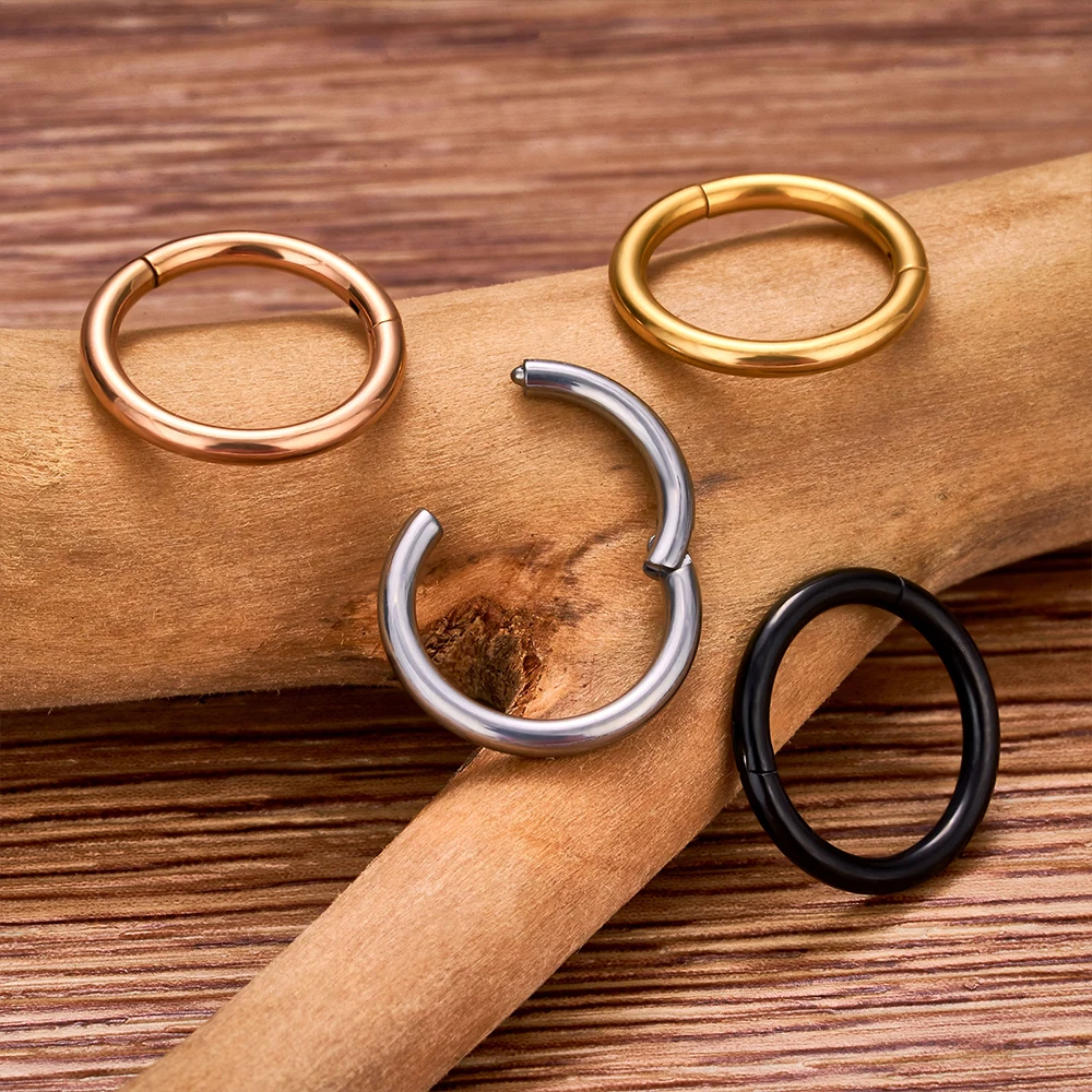 G23 티타늄 Septum 피어싱 라운드 코 링 고리 16/18/20G 힌지 세그먼트 귀 Tragus 연골 헬릭스 귀걸이 바디 쥬얼리