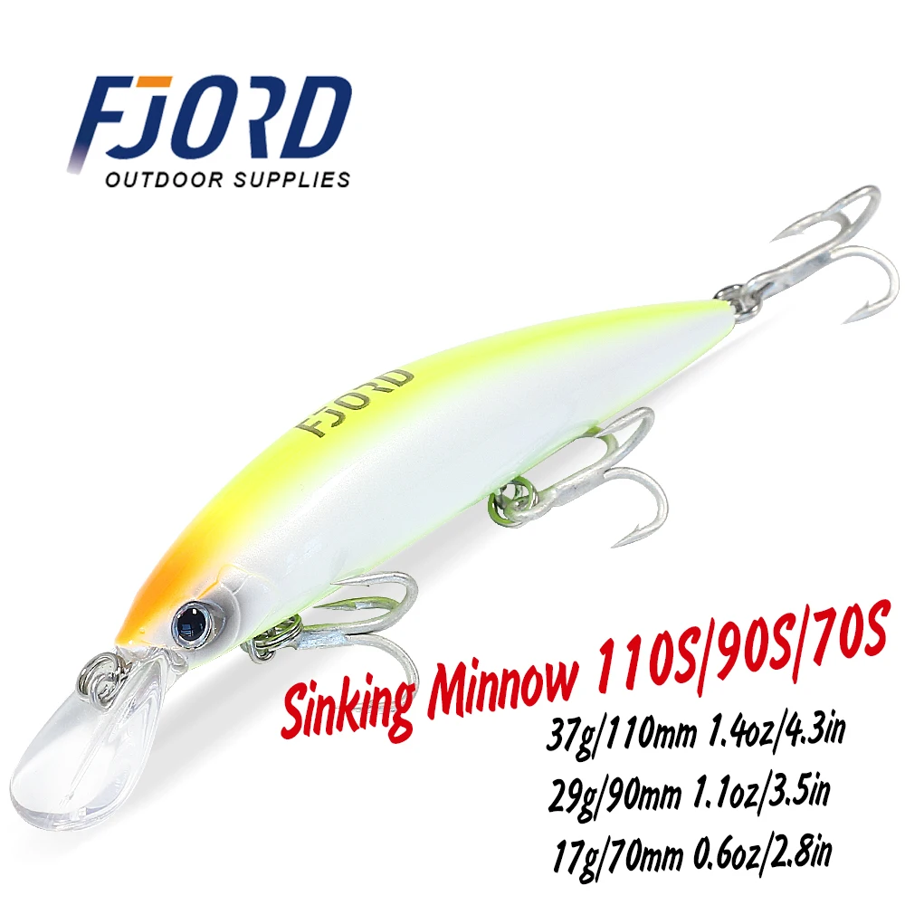 FJORD 헤비 싱킹 미노우 낚시 미끼, 긴 캐스팅 바다 인공 미끼 저크베이트, 110S, 37g, 90S, 29g, 70S, 17g title=FJORD 헤비 싱킹 미노우 낚시 미끼, 긴 캐스팅 바다 인공 미끼 저크베이트, 110S, 37g, 90S, 29g, 70S, 17g 