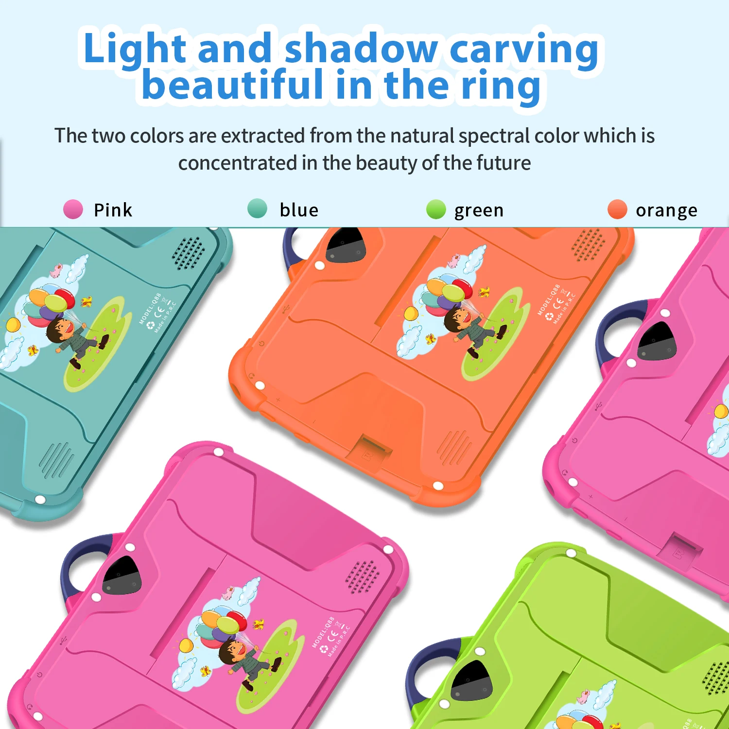 새로운 만화 패턴 어린이 태블릿 7 인치 쿼드 코어 4GB RAM 64GB ROM 안드로이드 학습 교육 게임 태블릿 어린이 선물