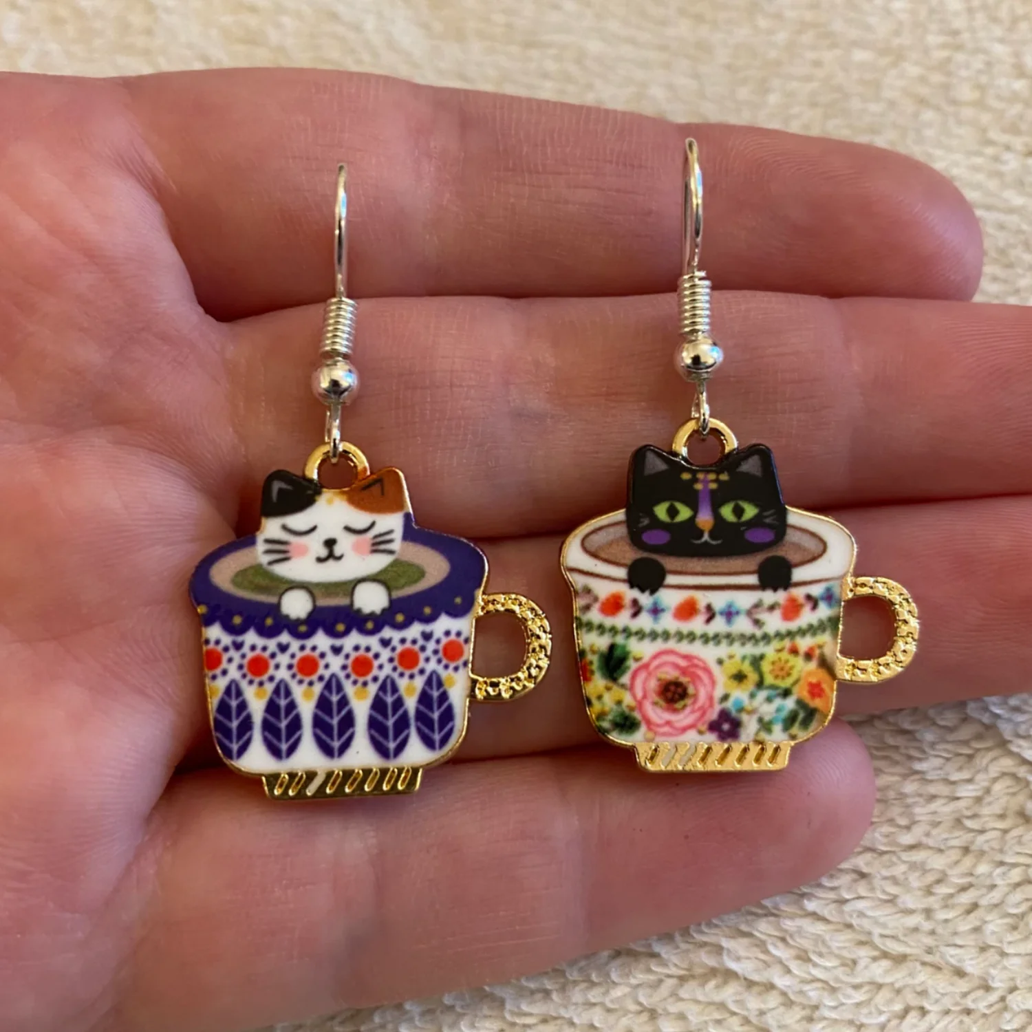 여자를위한 새로운 패션 귀여운 Sweeet 컵 고양이 드롭 매달려 귀걸이 여자 파티 보석 선물
