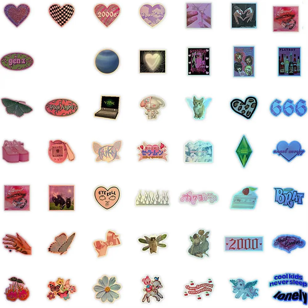10/30/50PCS 레이저 Y2k 핑크 소녀 스티커 데칼 장식 가방 Scrapbooking 전화 노트북 편지지 귀여운 아이 장난감 스티커