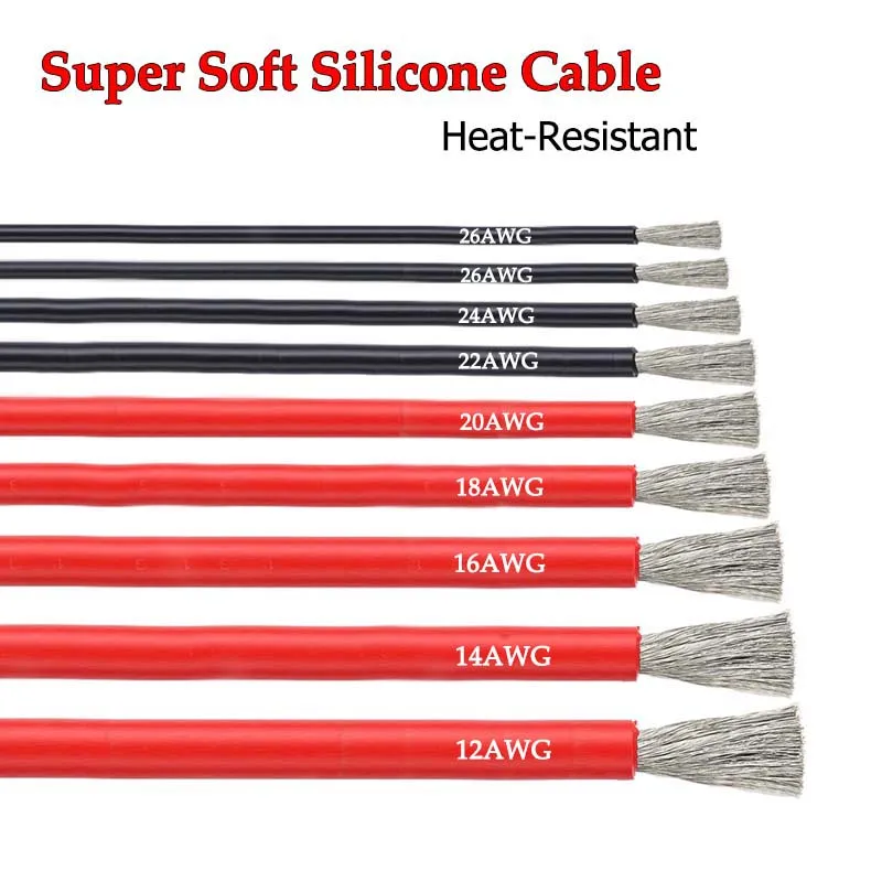 5M-50M 연질 실리콘 전원 케이블 12 14 16 18 20 22 24 26 AWG 내열성 전선 빨간색 검정색 자동차 배터리 LED 조명 title=5M-50M 연질 실리콘 전원 케이블 12 14 16 18 20 22 24 26 AWG 내열성 전선 빨간색 검정색 자동차 배터리 LED 조명 