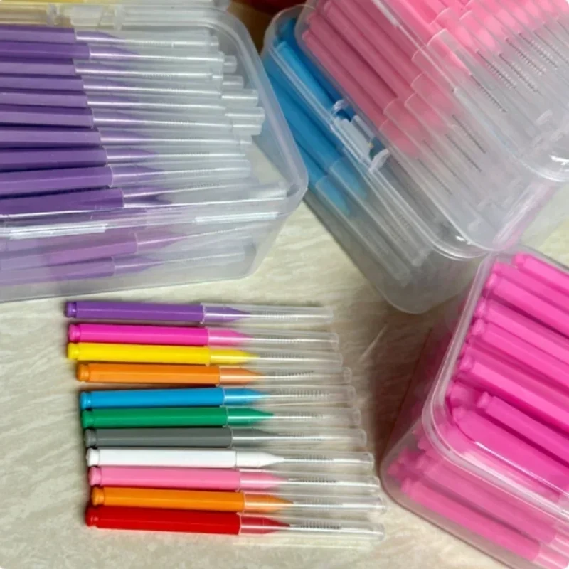 30/80/150/160Pcs I 형 푸시 풀 치간 칫솔 0.6-1.5Mm 치아 사이 청소 구강 관리 치열 교정 I 모양 치실