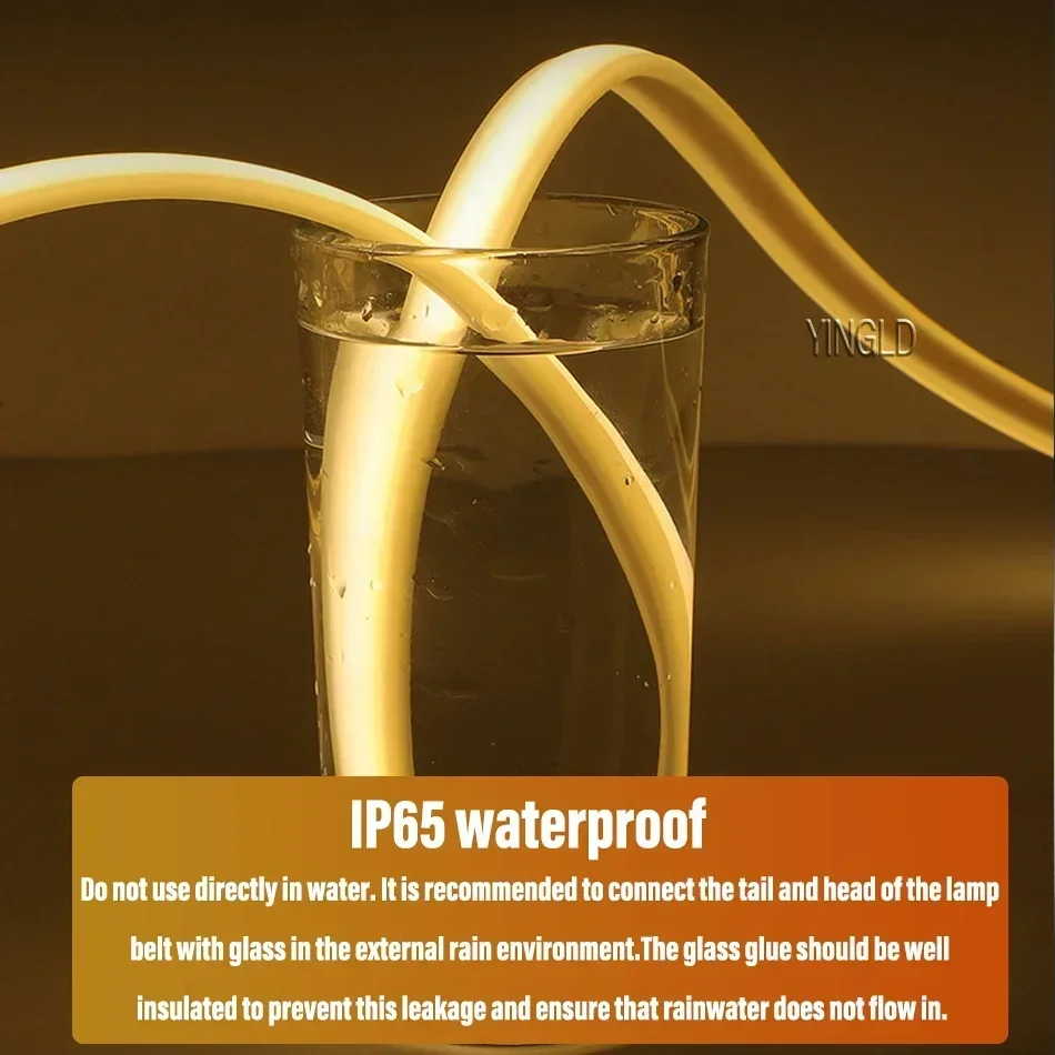 220V COB LED 스트립 빛 높은 밝은 스위치/디밍이 가능한 미국 110v EU 플러그 네온 테이프 주방 캐비닛 조명 방수 정원