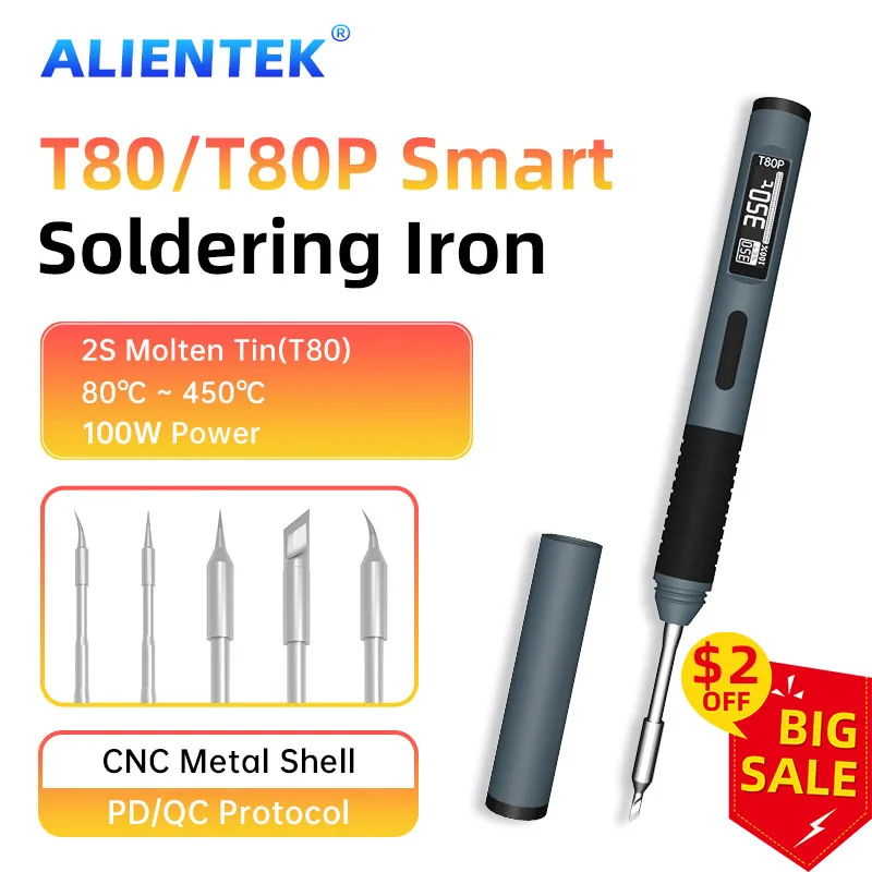ALIENTEK T80 T80P 스마트 납땜 인두 PD 65W QC 조정 가능한 일정한 온도 휴대용 스마트 납땜 인두 키트 C245 도구 title=ALIENTEK T80 T80P 스마트 납땜 인두 PD 65W QC 조정 가능한 일정한 온도 휴대용 스마트 납땜 인두 키트 C245 도구 