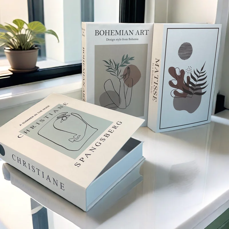 바우하우스 장식 책 오픈 럭셔리 가짜 책 보관 상자 홈 장식 Matisse Boho Monet 커피 테이블 선반 인테리어 장식