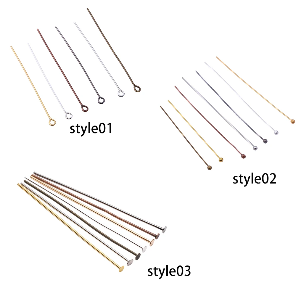 100/200 개/몫 3 스타일 16-60mm 아이 핀 볼 헤드 핀 귀걸이 팔찌 펜던트 쥬얼리 결과 DIY 용품 만들기