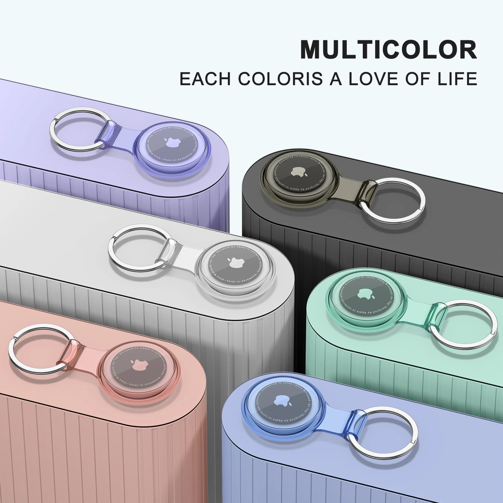 애플 에어태그용 방수 분실 방지 키체인 거치대 TPU 케이스, 에어 태그 개 고양이 애완 동물 칼라 키 트래커, 보호 풀 커버