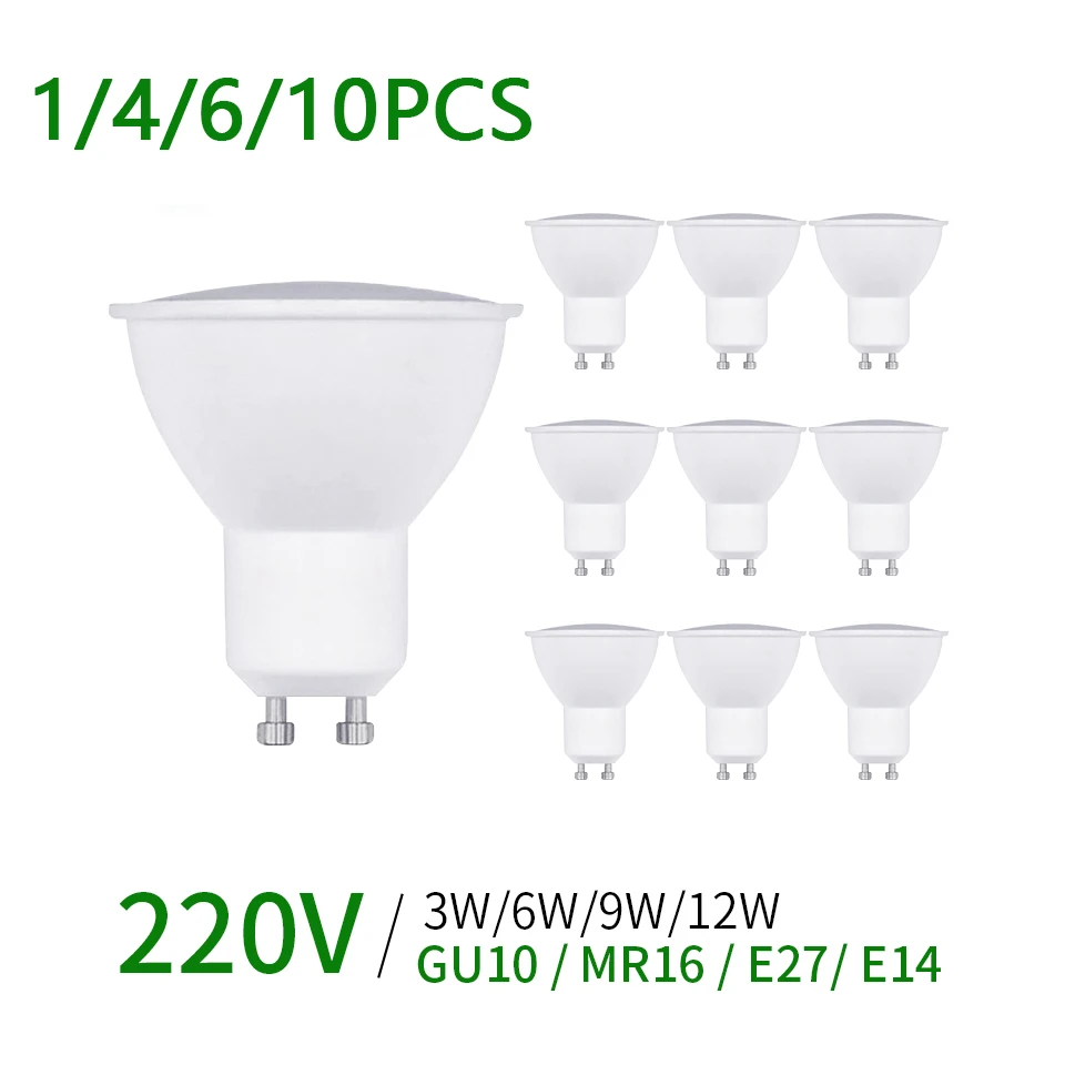 1/4/6/10pcs LED 스포트라이트 GU10 GU5.3 MR16 E27 E14 220V 높은 루멘 3000K/4000K/6000K gu10 led 램프 홈 장식 교체 title=1/4/6/10pcs LED 스포트라이트 GU10 GU5.3 MR16 E27 E14 220V 높은 루멘 3000K/4000K/6000K gu10 led 램프 홈 장식 교체 