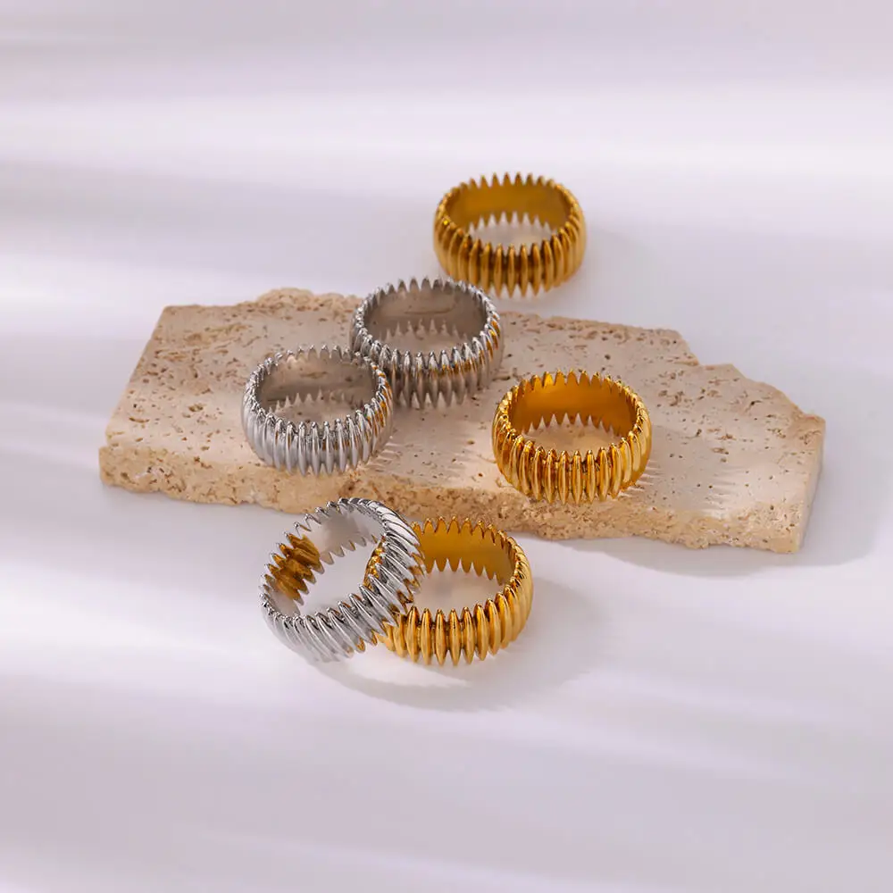 여성을위한 스테인레스 스틸 크리 에이 티브 기하학 반지 남성 부드러운 반지 결혼식 절묘한 보석 선물 2024 열기