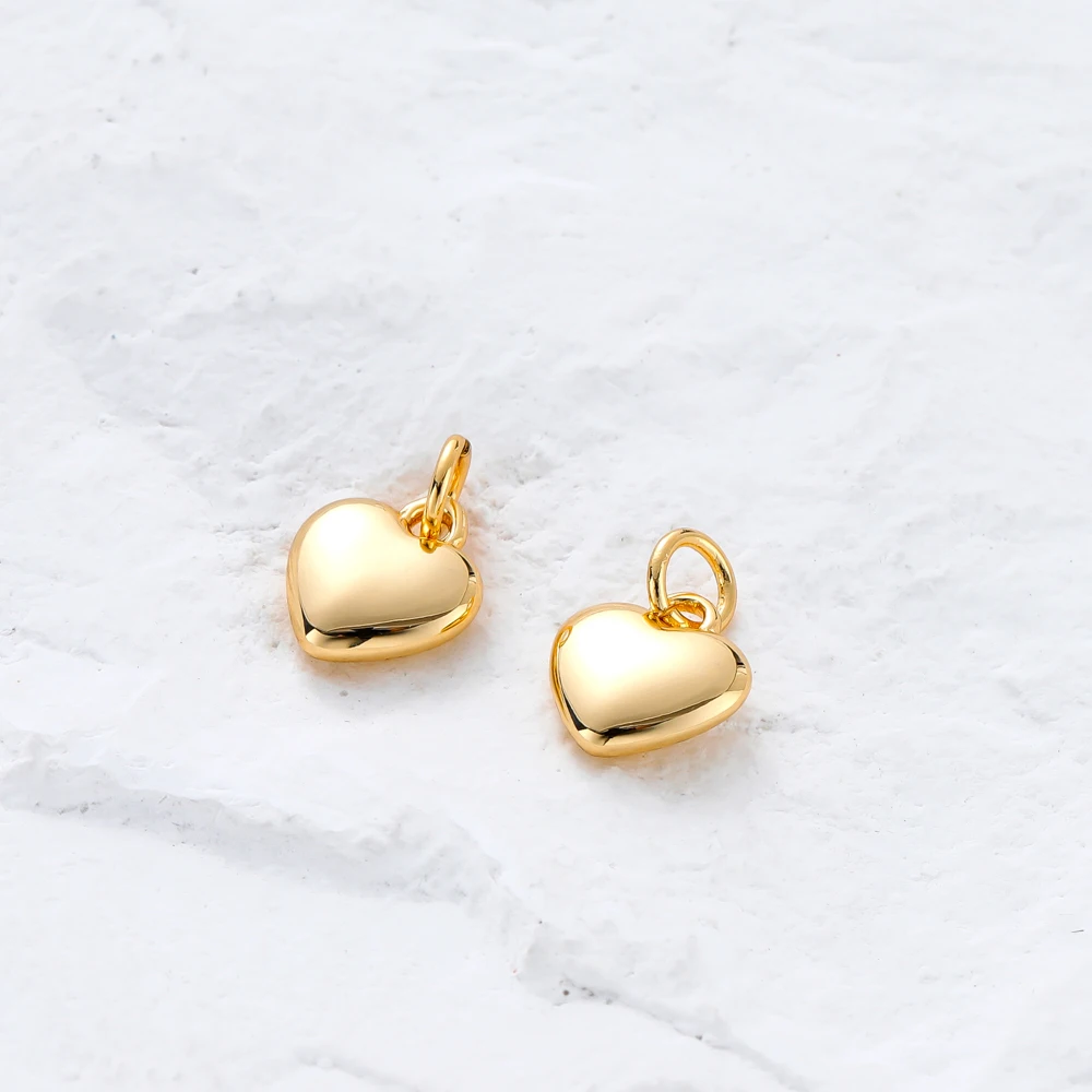 4 개/몫 14K 18K 골드 도금 심장 매력 점프 링 목걸이 만들기 용품 DIY 쥬얼리 액세서리에 대한 솔리드 러브 펜던트