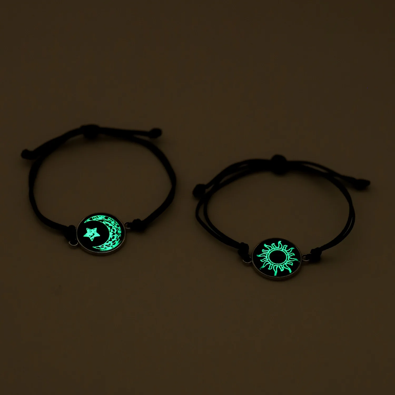 여성을위한 로맨틱 빛나는 썬 문 커플 팔찌 남성 수제 땋은 로프 매칭 팔찌 발렌타인 데이 쥬얼리 선물