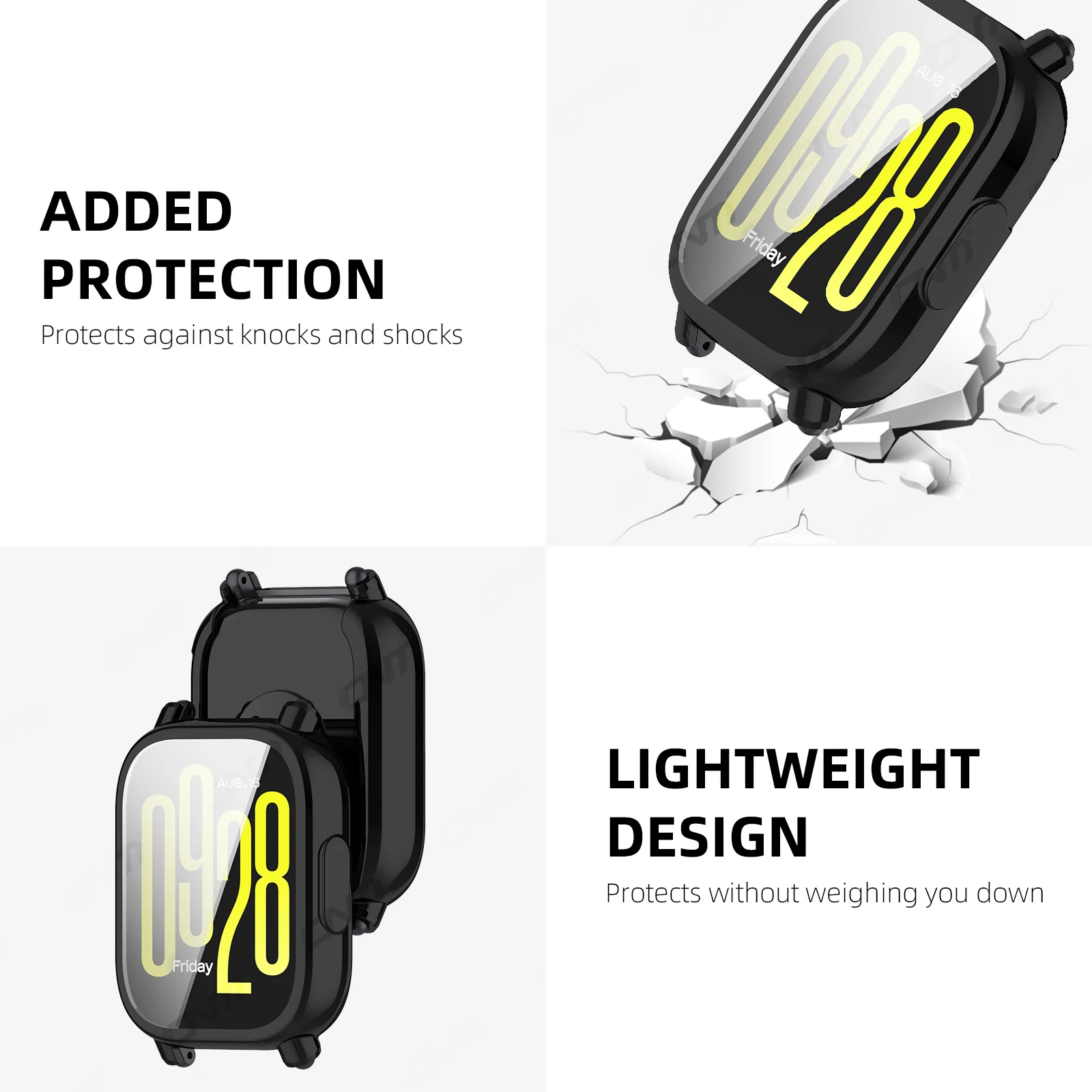 샤오미 레드미 워치 5 용 케이스, 액티브 라이트 스크린 보호대 케이스, 소프트 TPU 어라운드 보호 범퍼 커버, 쉘 액세서리