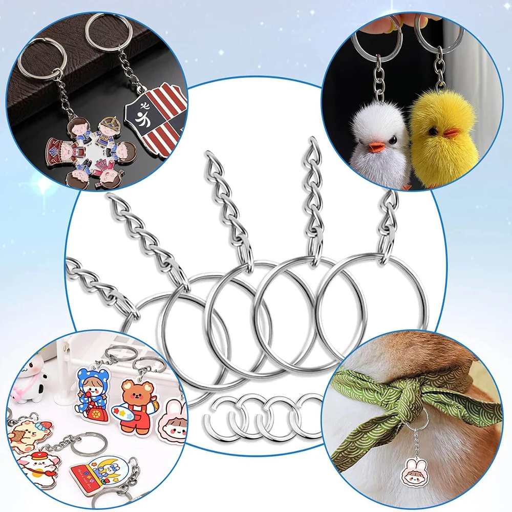 50PCS 스테인레스 스틸 금속 빈 열쇠 고리 키 체인 분할 반지 체인 등반 버클 Carabiner 키 체인 반지 액세서리