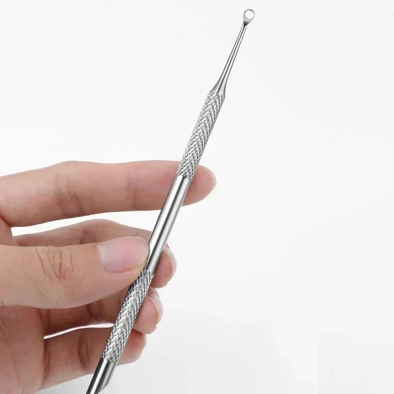 양방향 스테인레스 스틸 큐티클 리무버 네일 푸셔 엑스 폴리 에이 팅 준비 도구 깨끗한 죽은 피부 서클 베벨 삽 매니큐어 펜