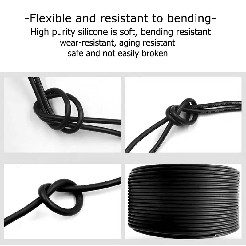 5M-50M 연질 실리콘 전원 케이블 12 14 16 18 20 22 24 26 AWG 내열성 전선 빨간색 검정색 자동차 배터리 LED 조명