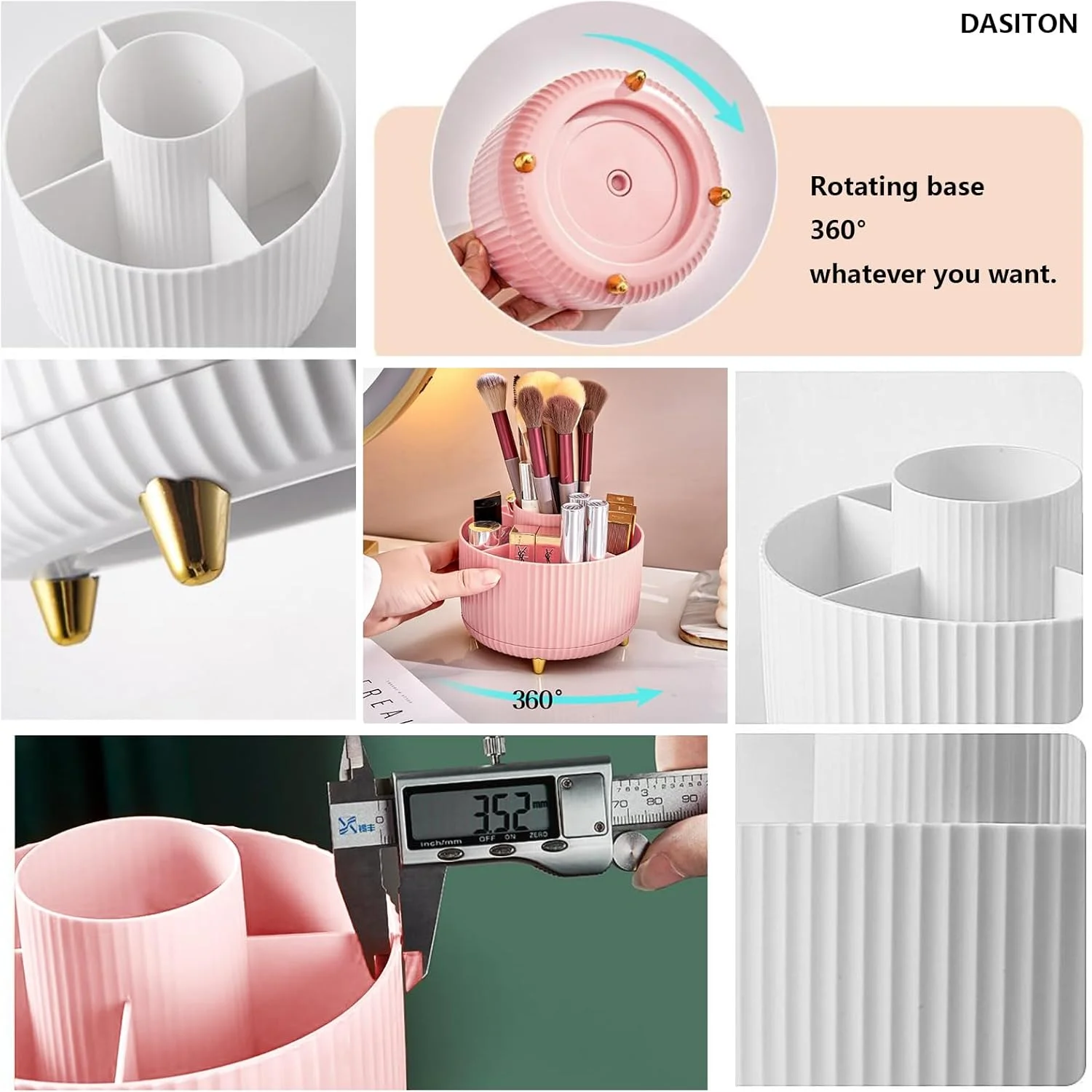 360 °   회전 메이크업 도구 보관 상자 데스크탑 주최자 화장품 브러쉬 홀더 립스틱 눈썹 연필 홀더 보석 용기