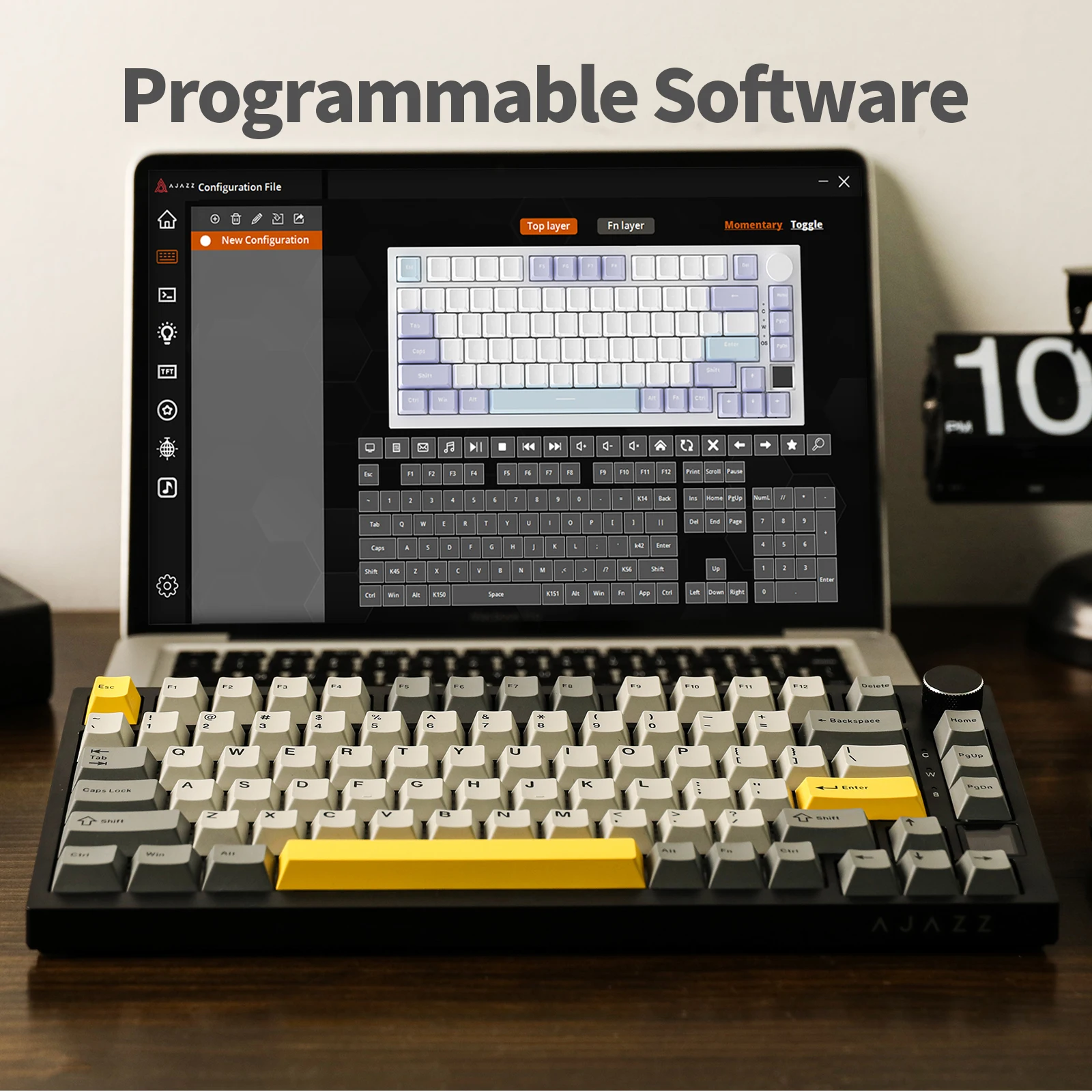 Ajazz 75% 개스킷 장착 블루투스 5.1, 2.4G 무선, C 타입 유선 기계식 키보드, Mac/Win용 TFT 스크린 포함, AK820 Pro