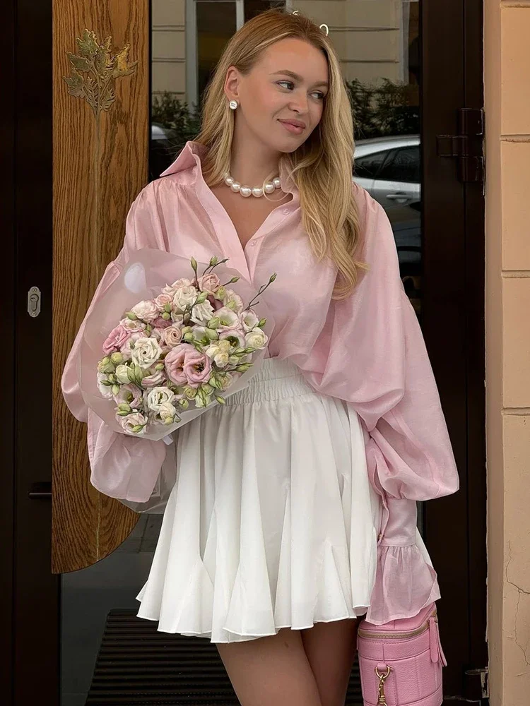 Tossy 캐주얼 루즈 시스루 셔츠 여성 가을 ​​옷깃 긴 소매 패치 워크 블라우스 탑 streetwear 여성 솔리드 셔츠 탑