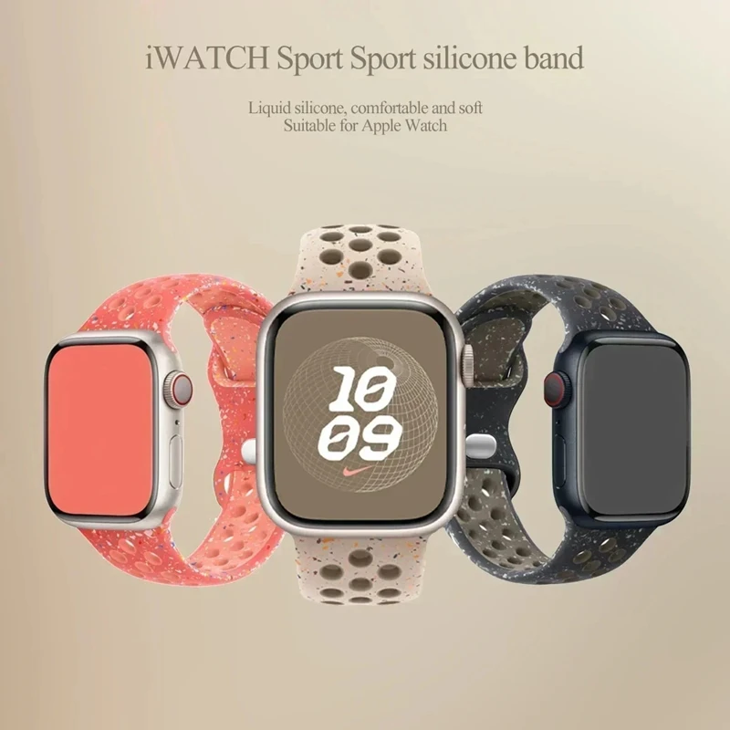 Apple Watch 밴드 용 스트랩 46mm 44mm 49mm 45mm 40mm 41mm 38 42mm correa 통기성 팔찌 iwatch 시리즈 10 8 SE 7 6 5 9 Ultra