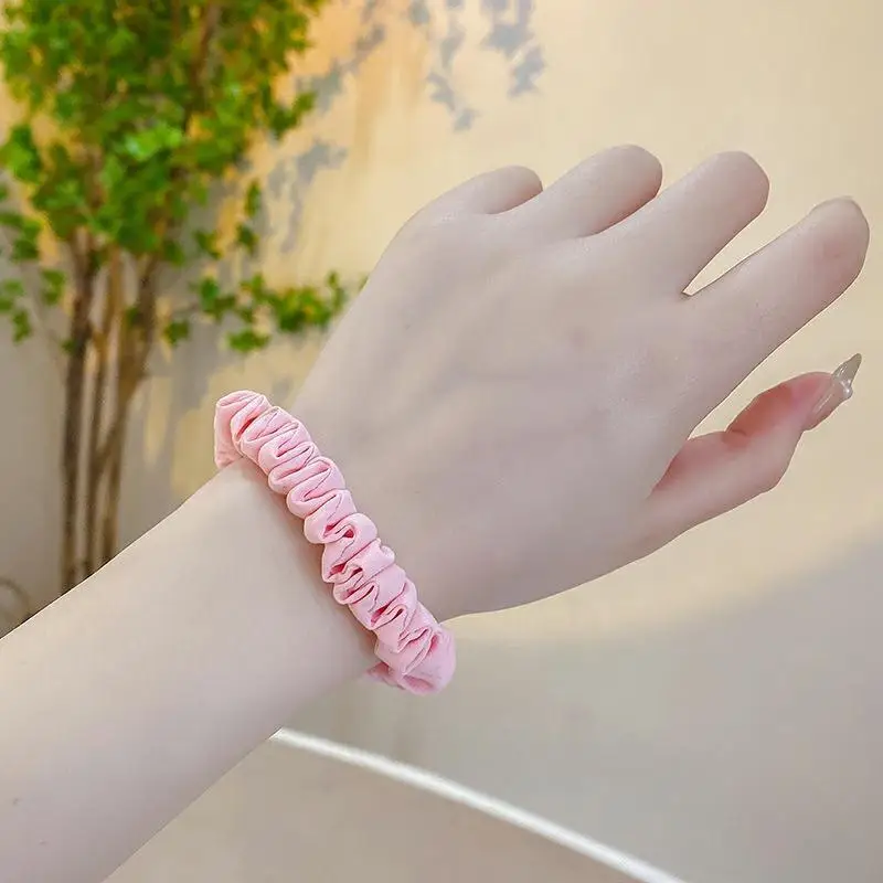 10 개/갑/팩 여성 다채로운 새틴 실크 Scrunchies 탄성 헤어 밴드 솔리드 컬러 도트 헤어 넥타이 포니 테일 홀더 헤어 액세서리