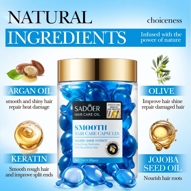 매직 헤어 비타민 캡슐 케라틴 오일 빠른 복원 헤어 부드럽고 부드럽고 반짝이는 딥 모이스처 라이저 곱슬 건조 두피 헤어 케어 제품