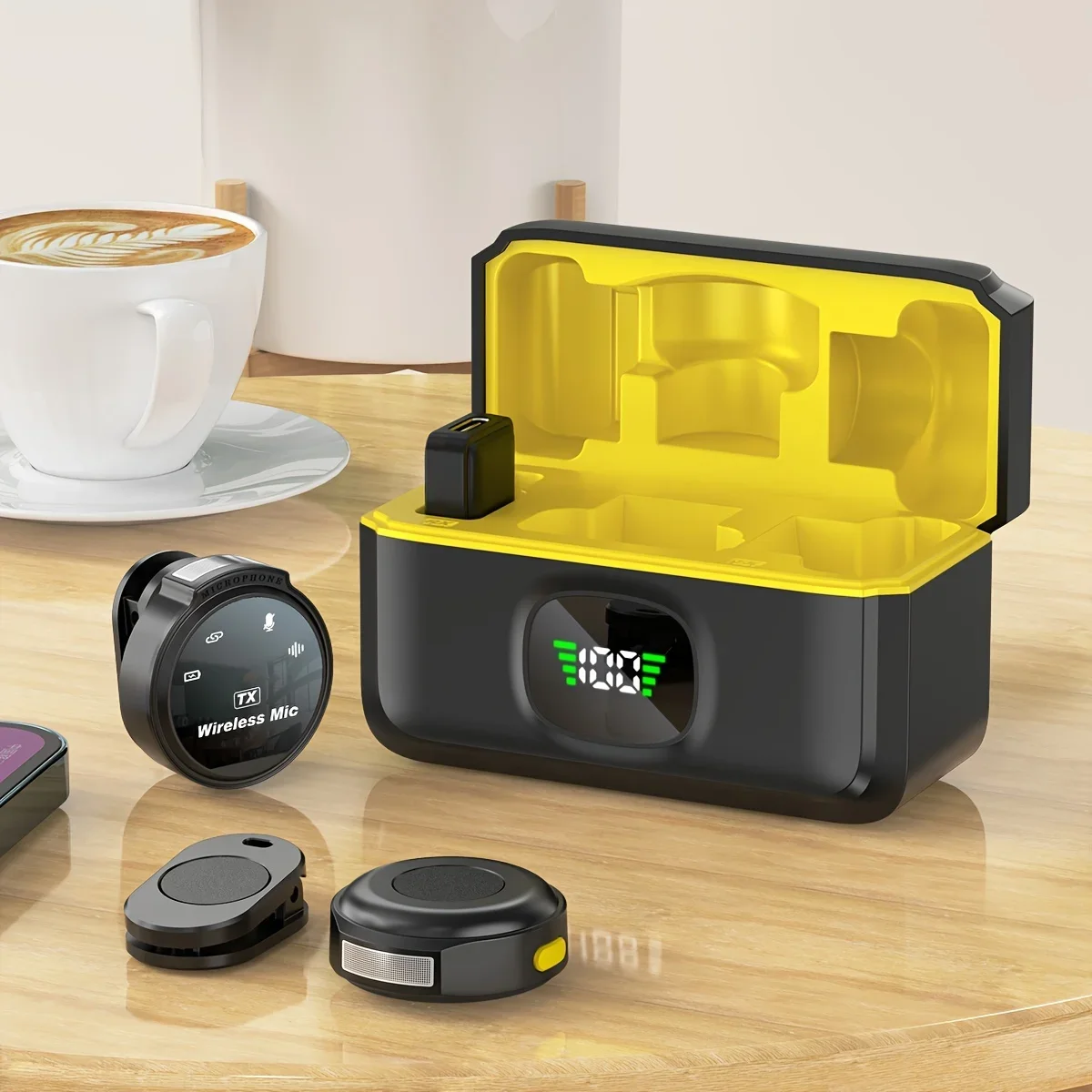 J6 무선 라발리에 마이크 플러그 앤 플레이 핀 마이크, 원활한 비디오 녹화, 블로깅, 라이브 스트리밍 및 인터뷰용