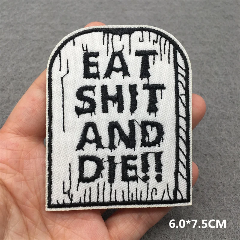 흑백 펑크 스티커 자켓 의류 용 수 놓은 패치 펑크 패치 의류 열 접착 패치