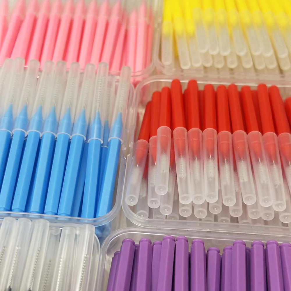 30/80/150/160Pcs I 형 푸시 풀 치간 칫솔 0.6-1.5Mm 치아 사이 청소 구강 관리 치열 교정 I 모양 치실