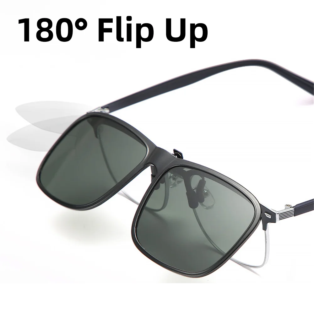 VIVIBEE Polarized Flip Up Clip On 선글라스 운전용 Dark UV400 Photochromic Anti Glare Lens Sun Glasses Car Driver