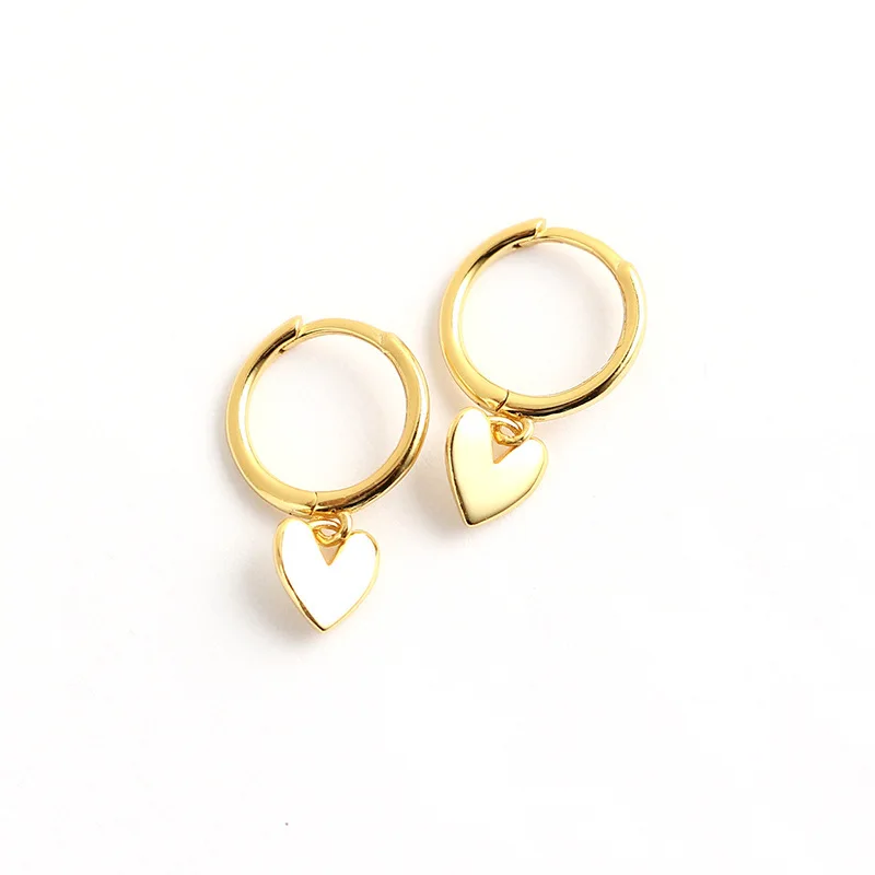 925 스털링 실버 하트 술 귀걸이 매력 여성 골드 도금 Smiple 파인 쥬얼리 알레르기 방지 파티 액세서리 선물