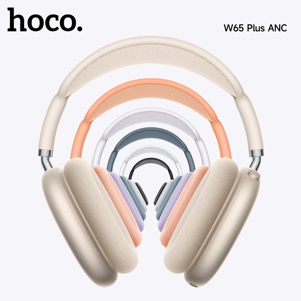 HOCO W65 Plus ANC 소음 감소 Bluetooth 헤드폰 귀 무선 대형 이어폰 Hifi 사운드 스포츠 헤드셋 (버튼 포함)