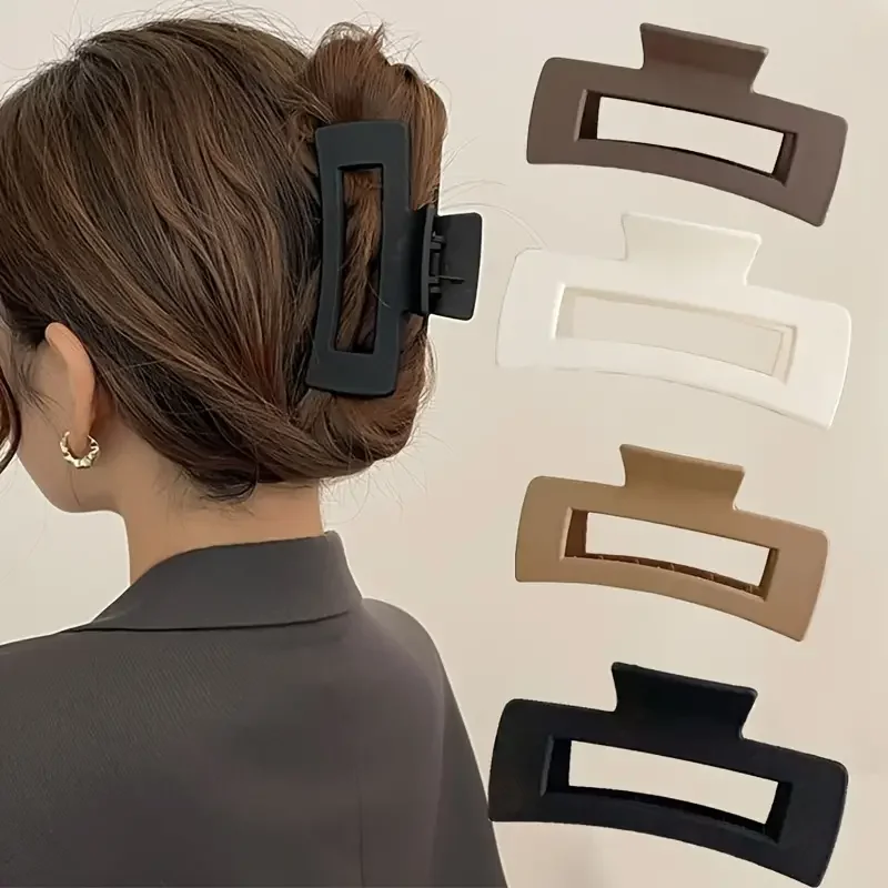 4pcs 세트 여성 헤어 클로 간단한 스타일 솔리드 컬러 큰 머리 클로 클립 스퀘어 헤어 클립 직사각형 패션 헤어 액세서리 title=4pcs 세트 여성 헤어 클로 간단한 스타일 솔리드 컬러 큰 머리 클로 클립 스퀘어 헤어 클립 직사각형 패션 헤어 액세서리 