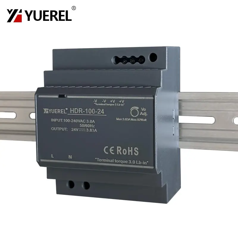 초박형 스위칭 전원 공급 장치 HDR 15W 30W 60W 100W 150W 12V 24V 레일 유형 변압기