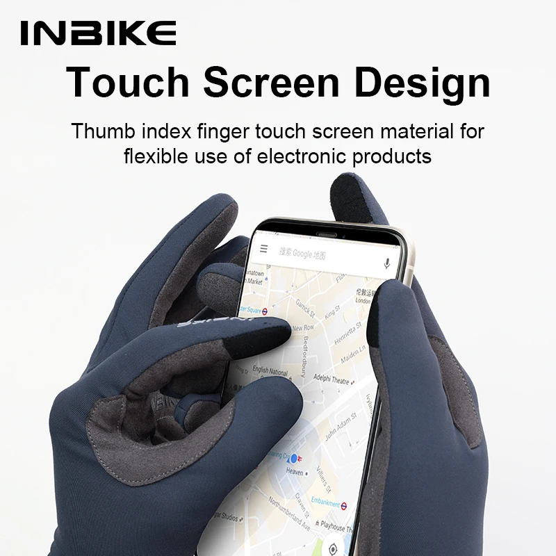 INBIKE 2024 사이클링 장갑 남성용 젤 패딩 가을 겨울 양털 도로 자전거 장갑 MTB 전체 손가락 터치 스크린 자전거 액세서리