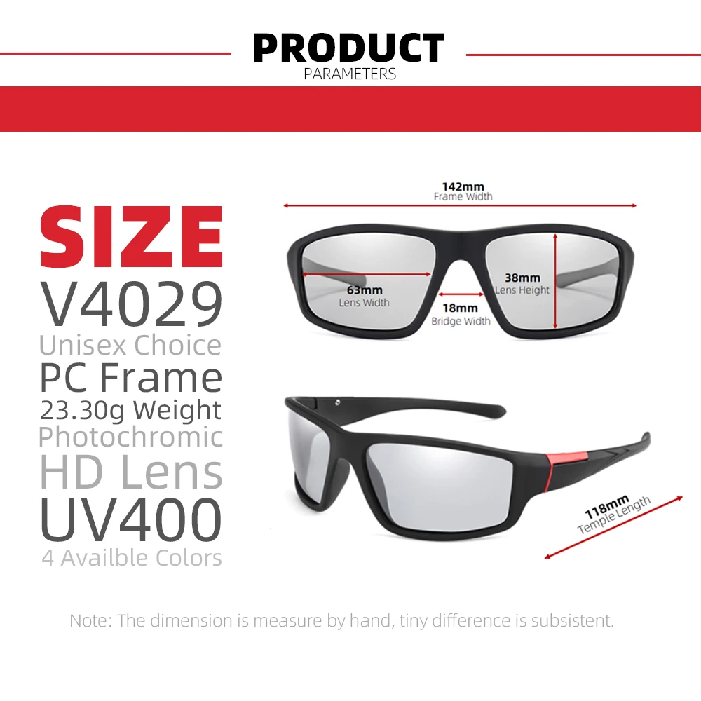 VIVIBEE 남자 포토 크로 믹 선글라스 블랙 스포츠 고글 여성 색상 변경 편광 운전 2025 변색 선글라스