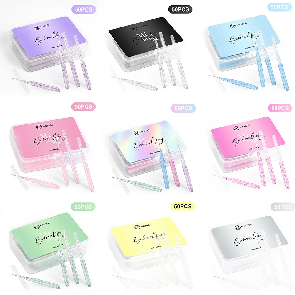 MAYOOC 미니 눈썹 브러시 눈썹 파마 브러시 일회용 눈썹 리프팅 브러쉬 구부릴 수있는 마이크로 속눈썹 브러시 애플리케이터 도구