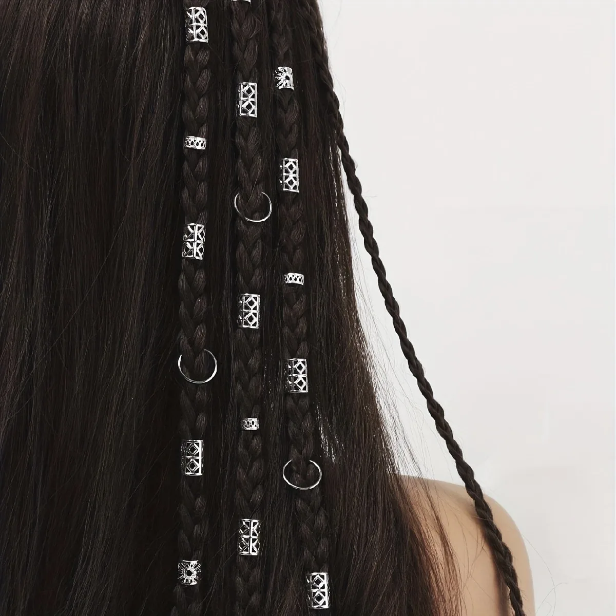 80pcs 중공 헤어 링 DIY 헤어 스타일 헤어 액세서리 Loc 헤어 쥬얼리 머리띠 Dread Locks Hair Braiding Metal Cuffs