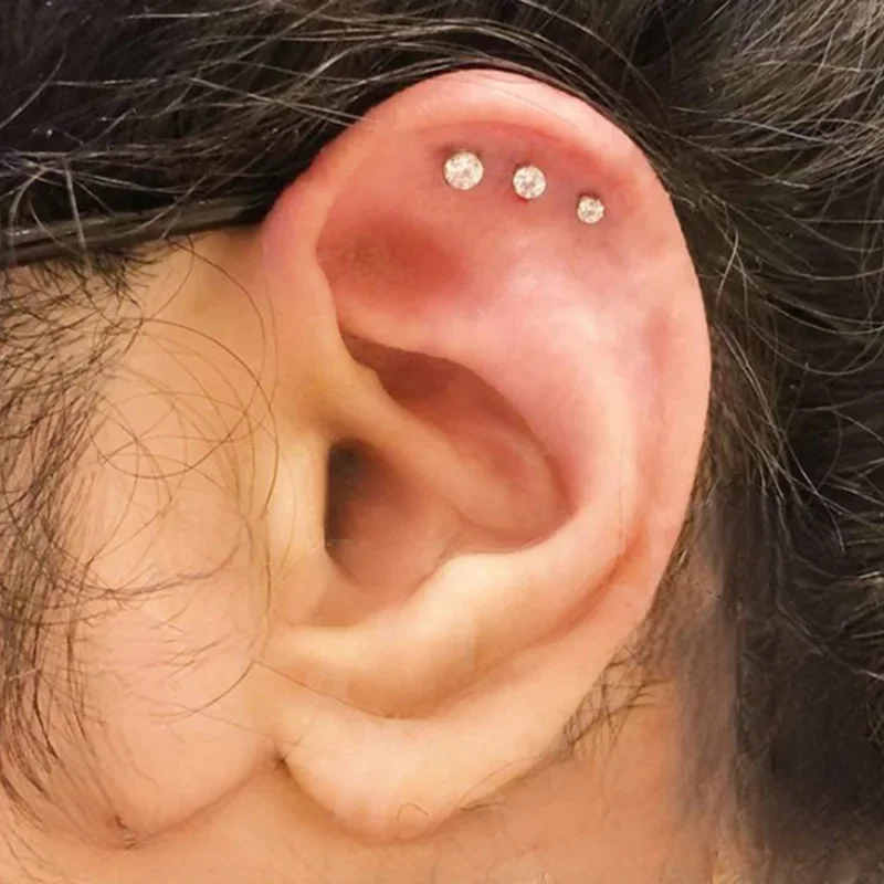 ASTM F136 티타늄 PIERC 귀 립 스터드, 원형 CZ 탑 Labret 코 스터드 스레드 귀걸이 멀티 사이즈 바디 피어싱 쥬얼리