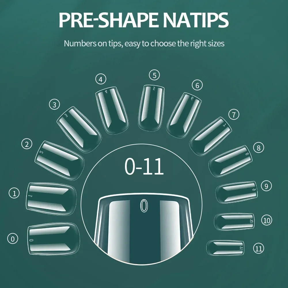 Nailpop 600PCS 소프트 젤 X 네일 팁 풀 커버 관 스틸레토 가짜 손톱 엑스트라 쇼트 아몬드 스퀘어 젤 틀린 네일 팁