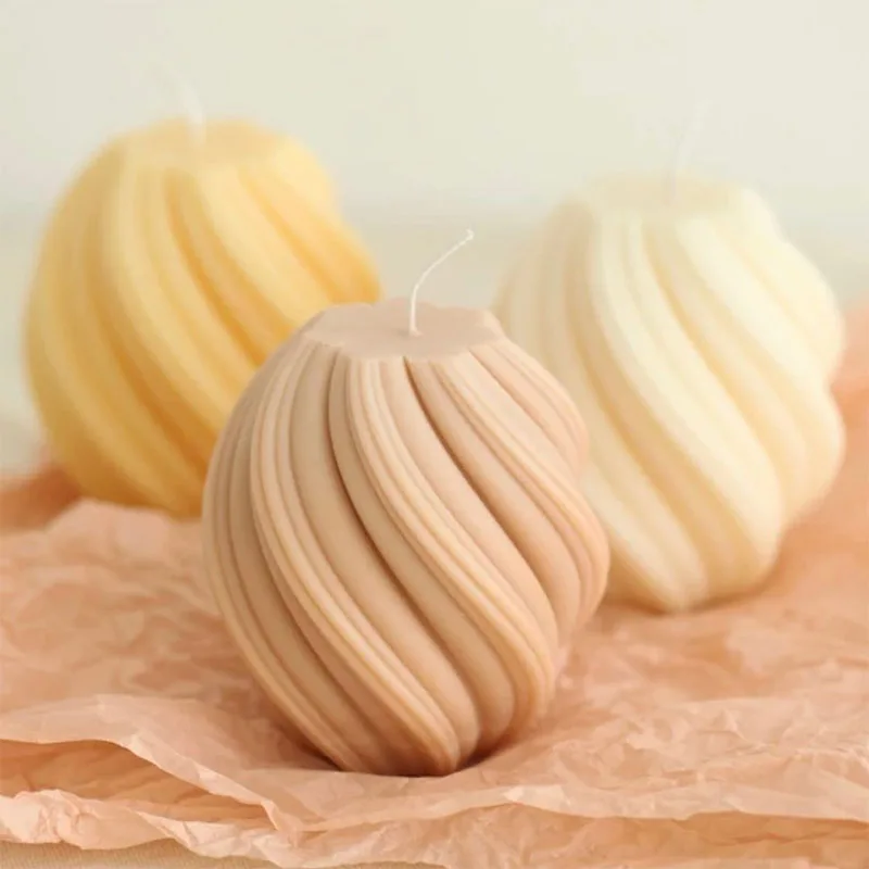 3D 회전 기둥 양초 실리콘 금형 기하학적 웨이브 양초 왁스 금형 DIY 추상 미술 비누 수지 석고 금형 홈 공예 장식