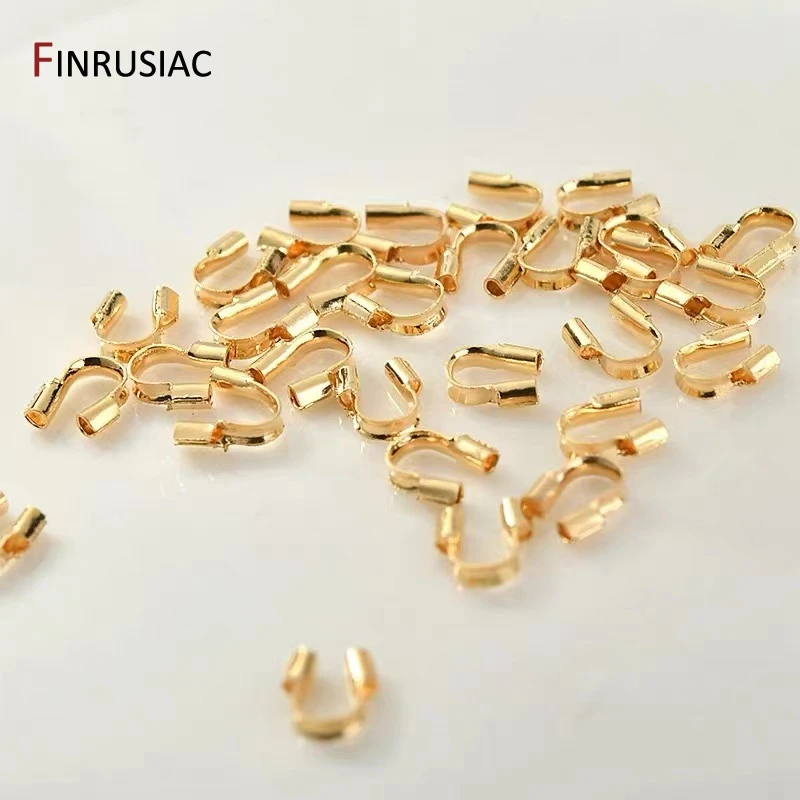 보석 만들기위한 14/18K 골드 도금 황동 와이어 보호기, 와이어 가디언 코드 보호기 U 모양 걸쇠 커넥터 DIY 액세서리