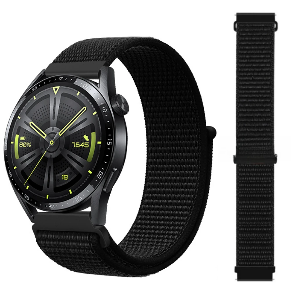 Huawei Watch 4/GT-2-3-Pro/Amazfit GTR/GTS 벨트 용 삼성 갤럭시 시계 3/4/5/6/Gear S3 손목 밴드 용 22mm 20mm 나일론 루프 스트랩