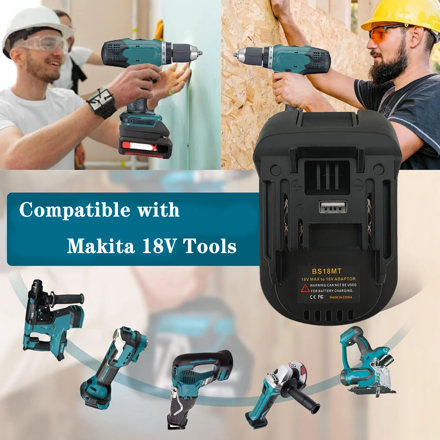 Bosch 18V 용 배터리 어댑터 Makita 18V 전동 공구 BAT618 BAT609G BS18MT 용 USB가있는 Makita 18V 변환기로 변환