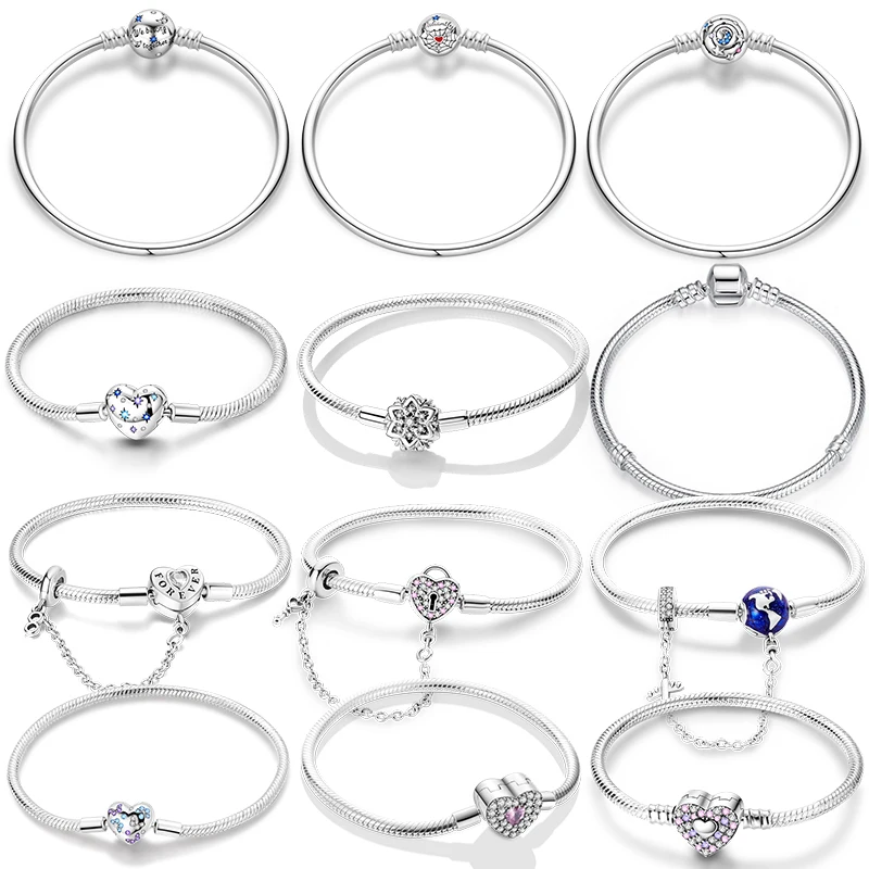 원래 925 실버 17-20CM 하트 모양의 스타 문 눈송이 나비 팔찌 여성을위한 DIY 매력 생일 쥬얼리 선물에 맞게 title=원래 925 실버 17-20CM 하트 모양의 스타 문 눈송이 나비 팔찌 여성을위한 DIY 매력 생일 쥬얼리 선물에 맞게 