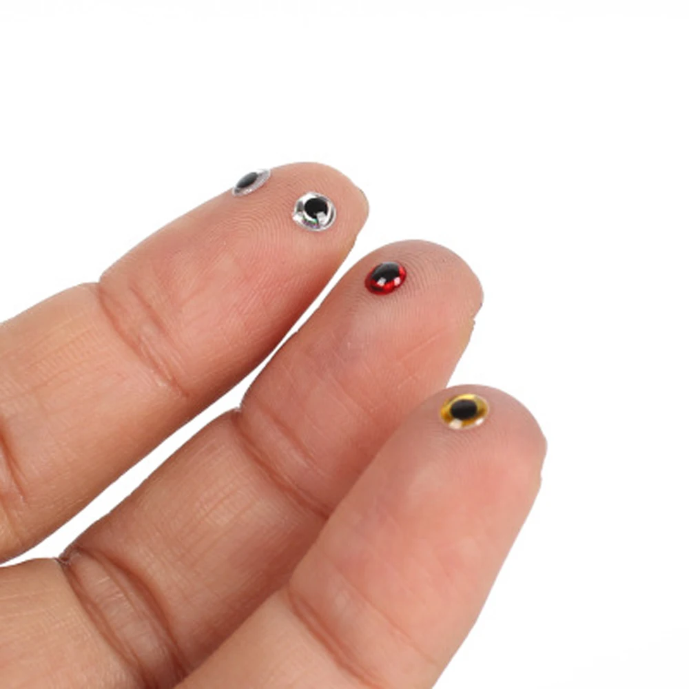 시뮬레이션 플라이 낚시 미노우 인공 물고기 DIY 눈 낚시 태클, 홀로그램 3D, 3mm, 4mm, 5mm, 6mm, 100 개/로트